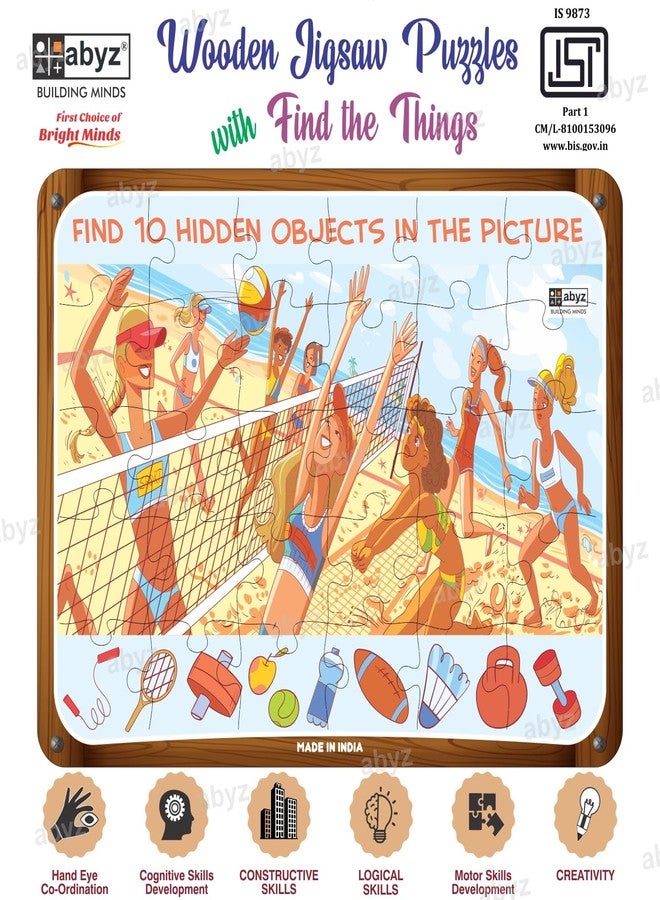 ABYZ Wooden Jigsaw Puzzle - Volleyball Beach for Fun Educational & Little Explorers, 30-Pieces & Pack of 2 Puzzle Game with Multicolor | Birthday Gift for (3-6 Year) Age Kids. - Image 4